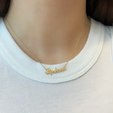 Stephanie Gottlieb Vault Sale: Gold Script Stephanie Necklace | Thumbnail 2