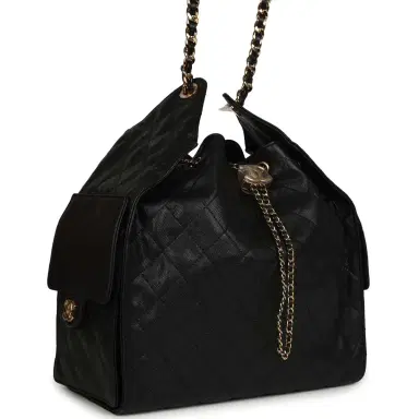 Chanel Chanel Medium 25 Hobo Bag Black Caviar Gold Hardware | Thumbnail 2