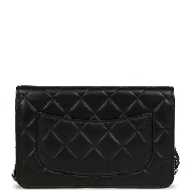 Chanel Chanel Wallet On Chain WOC Black Lamsbkin Silver Hardware | Thumbnail 4 Chanel Chanel Wallet On Chain WOC Black Lamsbkin Silver Hardware | Thumbnail 4
