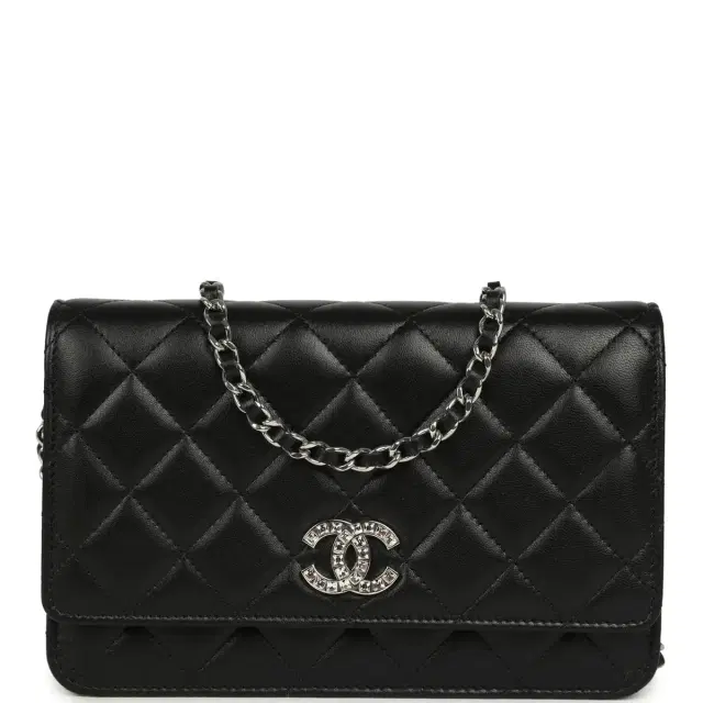 Chanel Chanel Wallet On Chain WOC Black Lamsbkin Silver Hardware