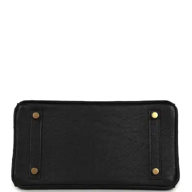 HERMÈS Hermes Birkin 25 Black Ostrich Gold Hardware | Thumbnail 6