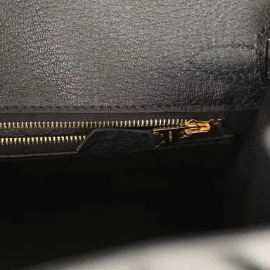 HERMÈS Hermes Birkin 25 Black Ostrich Gold Hardware | Thumbnail 9