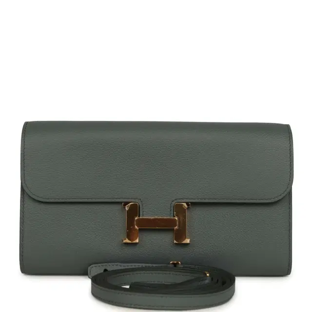 hermes Hermes Constance Wallet To Go Vert Amande Evercolor Gold Hardware