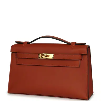 HERMÈS Hermes Kelly Pochette Cuivre Swift Gold Hardware | Thumbnail 5