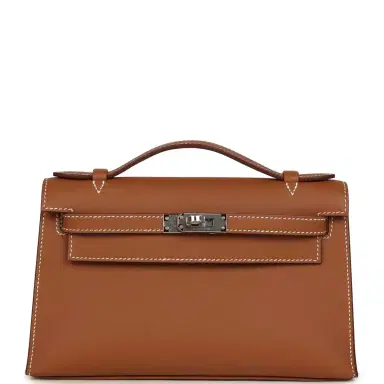 HERMÈS Hermes Kelly Pochette Gold Swift Palladium Hardware | Thumbnail 1 HERMÈS Hermes Kelly Pochette Gold Swift Palladium Hardware | Thumbnail 1