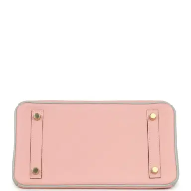 HERMÈS Hermes Special Order (HSS) Birkin 25 Rose Sakura and Bleu Pale Clemence Brushed Gold Hardware | Thumbnail 6