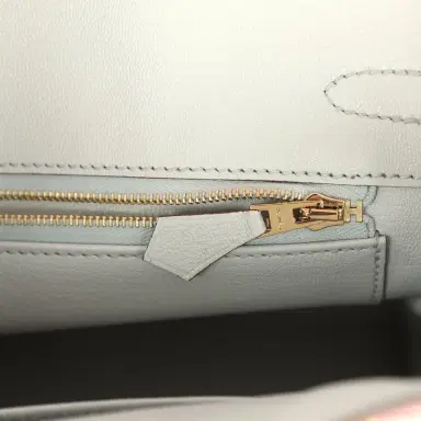 HERMÈS Hermes Special Order (HSS) Birkin 25 Rose Sakura and Bleu Pale Clemence Brushed Gold Hardware | Thumbnail 9