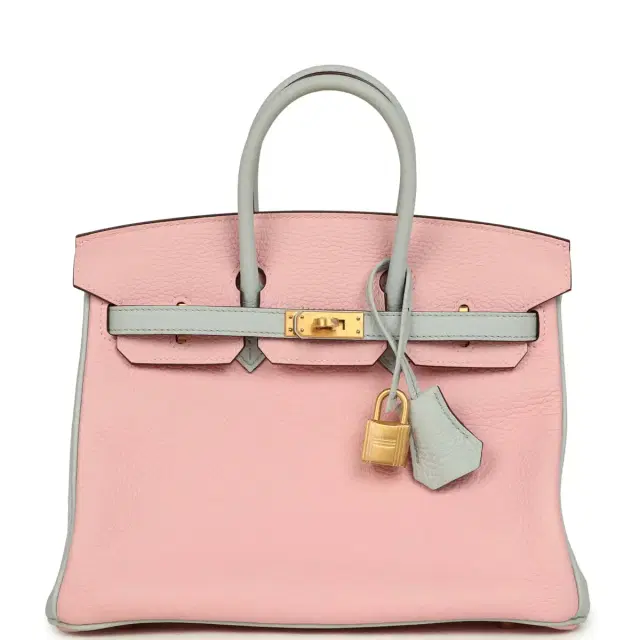 hermes Hermes Special Order (HSS) Birkin 25 Rose Sakura and Bleu Pale Clemence Brushed Gold Hardware