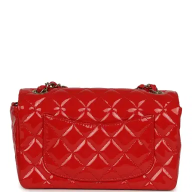 Chanel Pre-owned Chanel Mini Classic Rectangular Flap Bag Red Patent Light Gold Hardware | Thumbnail 4 Chanel Pre-owned Chanel Mini Classic Rectangular Flap Bag Red Patent Light Gold Hardware | Thumbnail 4