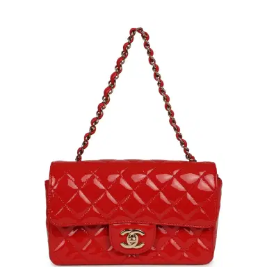 Chanel Pre-owned Chanel Mini Classic Rectangular Flap Bag Red Patent Light Gold Hardware | Thumbnail 7 Chanel Pre-owned Chanel Mini Classic Rectangular Flap Bag Red Patent Light Gold Hardware | Thumbnail 7