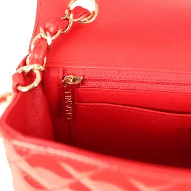 Chanel Pre-owned Chanel Mini Classic Rectangular Flap Bag Red Patent Light Gold Hardware | Thumbnail 10 Chanel Pre-owned Chanel Mini Classic Rectangular Flap Bag Red Patent Light Gold Hardware | Thumbnail 10