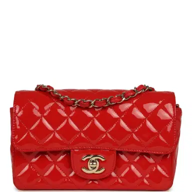 Chanel Pre-owned Chanel Mini Classic Rectangular Flap Bag Red Patent Light Gold Hardware | Thumbnail 1 Chanel Pre-owned Chanel Mini Classic Rectangular Flap Bag Red Patent Light Gold Hardware | Thumbnail 1