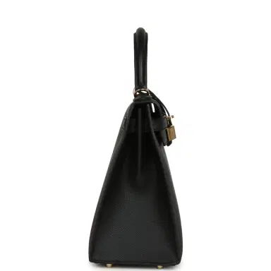 HERMÈS Pre-owned Hermes Kelly Sellier 28 Black Epsom Permabrass Hardware | Thumbnail 3