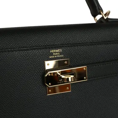 HERMÈS Pre-owned Hermes Kelly Sellier 28 Black Epsom Permabrass Hardware | Thumbnail 7