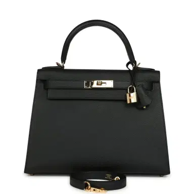 HERMÈS Pre-owned Hermes Kelly Sellier 28 Black Epsom Permabrass Hardware | Thumbnail 1