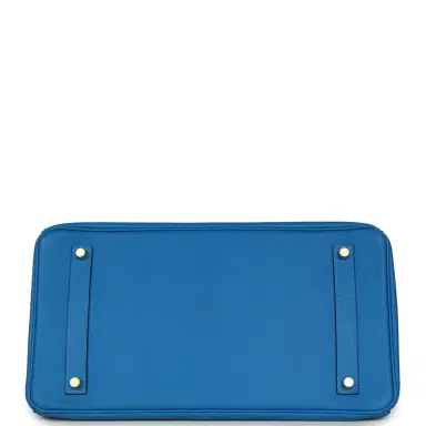 HERMÈS Pre-owned Hermes Special Order (HSS) Birkin 35 Bleu Hydra Verso Swift Brushed Gold Hardware | Thumbnail 6