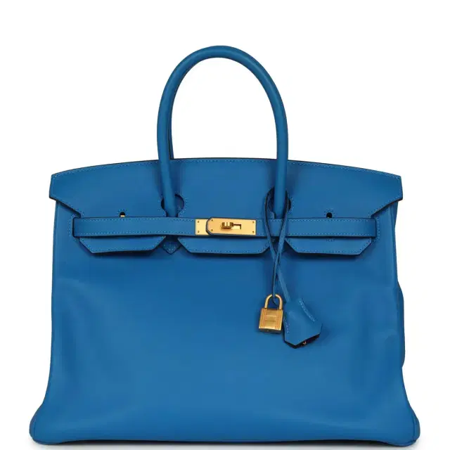 hermes Pre-owned Hermes Special Order (HSS) Birkin 35 Bleu Hydra Verso Swift Brushed Gold Hardware
