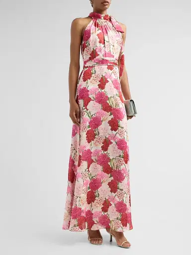 SACHIN & BABI Women's Diana Floral Crinkle Georgette Tieneck Gown | Thumbnail 4