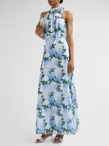 SACHIN & BABI Women's Diana Chiffon Floral Gown - Glacial Peonies - Size 14 | Thumbnail 4