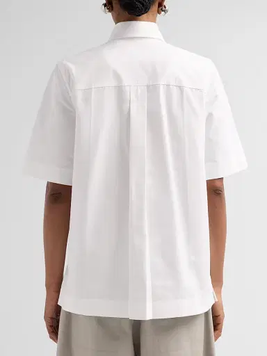 Bottega Veneta Women's Compact Cotton Toile Shirt - Chalk - Size 8 | Thumbnail 3