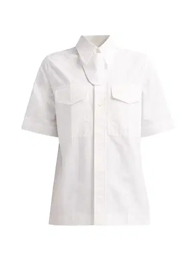 Bottega Veneta Women's Compact Cotton Toile Shirt - Chalk - Size 8 | Thumbnail 1