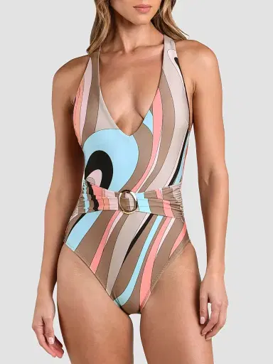 L'Agence Women's Abstract Swirl Lisa One-Piece Swimsuit - Size Small | Thumbnail 4
