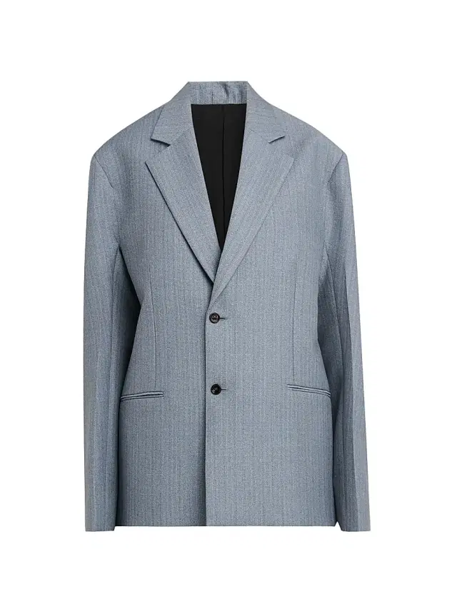 Women's Striped Wool-Mohair Single-Breasted Jacket - Blue Grey