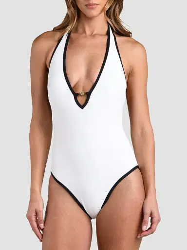 L'Agence Women's Fine Line Breana One-Piece Swimsuit - White - Size Large | Thumbnail 5 L'Agence Women's Fine Line Breana One-Piece Swimsuit - White - Size Large | Thumbnail 5