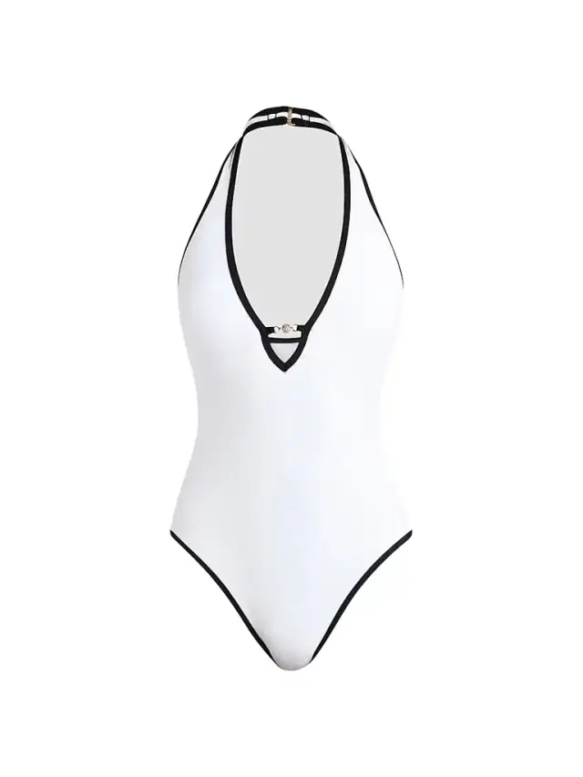 L'Agence Women's Fine Line Breana One-Piece Swimsuit - White