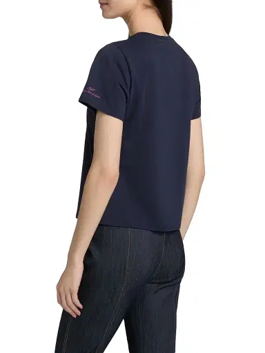 Cinq à Sept Women's Wildflower-Embroidered Cotton Shrunken T-Shirt - Navy Multi | Thumbnail 5 Cinq à Sept Women's Wildflower-Embroidered Cotton Shrunken T-Shirt - Navy Multi | Thumbnail 5