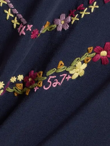 Cinq à Sept Women's Wildflower-Embroidered Cotton Shrunken T-Shirt - Navy Multi | Thumbnail 7 Cinq à Sept Women's Wildflower-Embroidered Cotton Shrunken T-Shirt - Navy Multi | Thumbnail 7