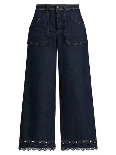 Cinq à Sept Women's Benji Guipure Lace Jeans - Indigo - Size 14 | Thumbnail 1 Cinq à Sept Women's Benji Guipure Lace Jeans - Indigo - Size 14 | Thumbnail 1
