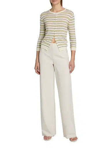 Vince Women's Striped Cotton-Cashmere Cardigan - Dandelion Combo - Size XXS | Thumbnail 2