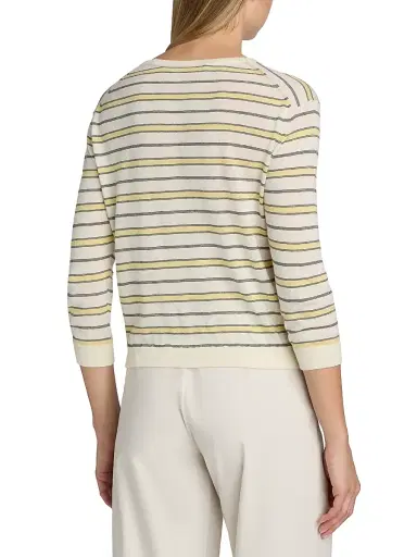 Vince Women's Striped Cotton-Cashmere Cardigan - Dandelion Combo - Size XXS | Thumbnail 5
