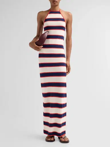 SEROYA Women's Arrabella Striped Halter Maxi Dress | Thumbnail 2 SEROYA Women's Arrabella Striped Halter Maxi Dress | Thumbnail 2