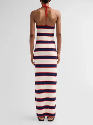 SEROYA Women's Arrabella Striped Halter Maxi Dress | Thumbnail 3 SEROYA Women's Arrabella Striped Halter Maxi Dress | Thumbnail 3