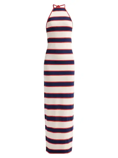 SEROYA Women's Arrabella Striped Halter Maxi Dress | Thumbnail 1 SEROYA Women's Arrabella Striped Halter Maxi Dress | Thumbnail 1