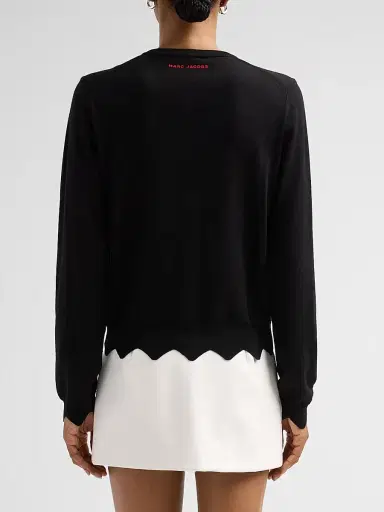 Marc Jacobs Women's Daisy Scalloped Merino Wool-Blend Cardigan - Black - Size XS | Thumbnail 3 Marc Jacobs Women's Daisy Scalloped Merino Wool-Blend Cardigan - Black - Size XS | Thumbnail 3