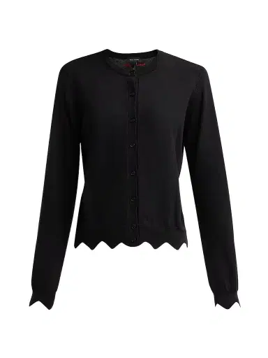 Marc Jacobs Women's Daisy Scalloped Merino Wool-Blend Cardigan - Black - Size XS | Thumbnail 1 Marc Jacobs Women's Daisy Scalloped Merino Wool-Blend Cardigan - Black - Size XS | Thumbnail 1