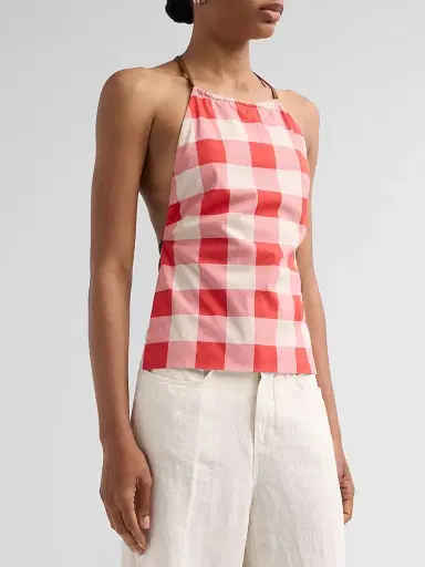 SEROYA Women's Deza Check Halter Top | Thumbnail 4