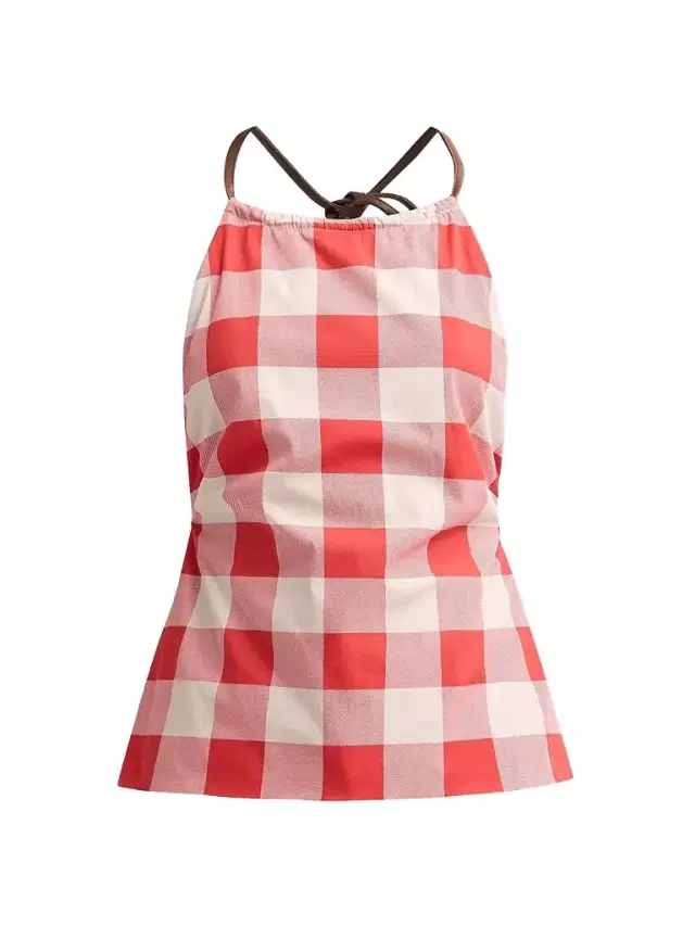 SEROYA Women's Deza Check Halter Top - Geranium Gigham