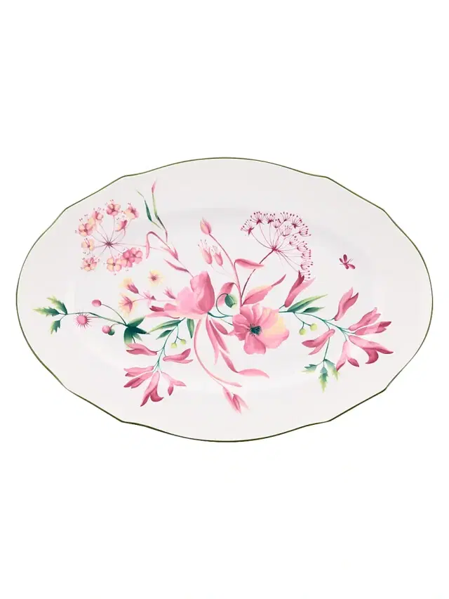 Ginori 1735 Florenza Porcelain Oval Platter - Pink White