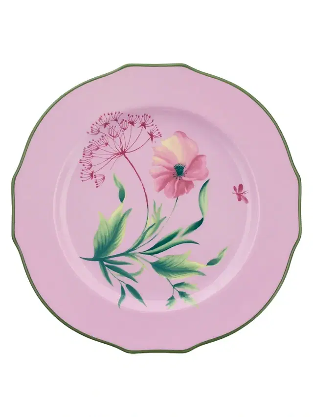 Ginori 1735 Florenza Porcelain Dessert Plate - Pink White