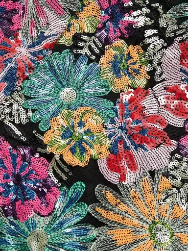 Teri Jon by Rickie Freeman Women's Floral Sequinned Embroidered Tulle Cocktail Dress - Black Multi - Size 18 | Thumbnail 7