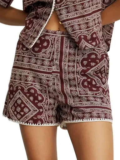 Veronica Beard Women's Tennison Printed Cotton-Blend Shorts - Raisin Dove | Thumbnail 2