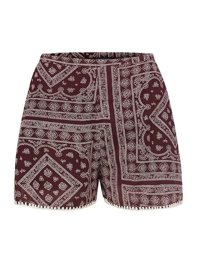 Women's Tennison Printed Cotton-Blend Shorts - Raisin Dove