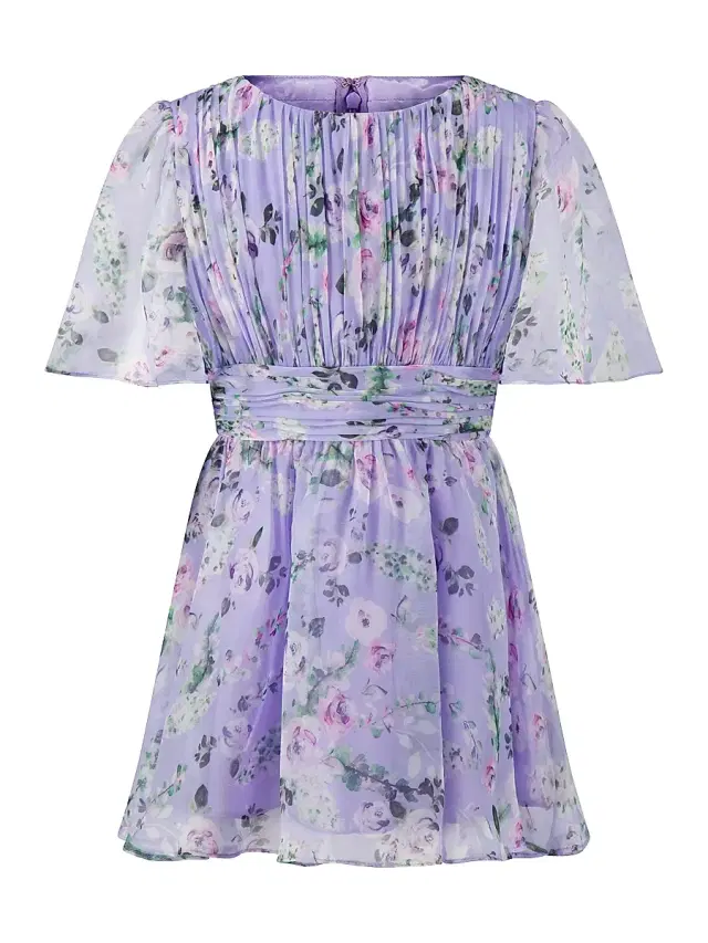 Mac Duggal Little Girl's & Girl's Floral Pleated Dress - Bluelavenderfloral