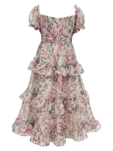 Mac Duggal Little Girl's & Girl's Floral Ruffle Tiered Midi-Dress - Pinkfloral - Size 14 | Thumbnail 2