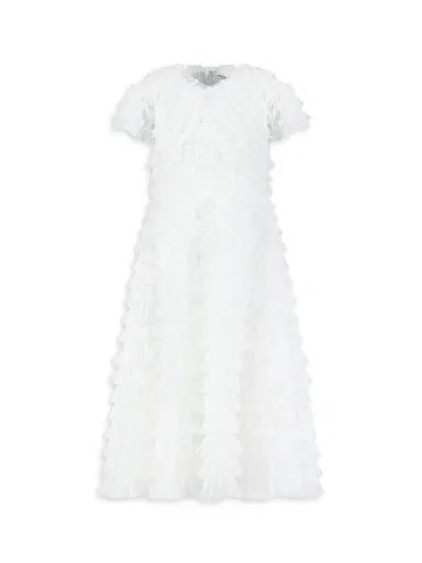 Mac Duggal Little Girl's & Girl's Ruffle Tiered Midi-Dress - White - Size 14 | Thumbnail 1