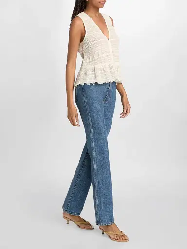 Ramy Brook Women's Elise Sequined Smocked Top - Bone Chiffon - Size XXL | Thumbnail 2